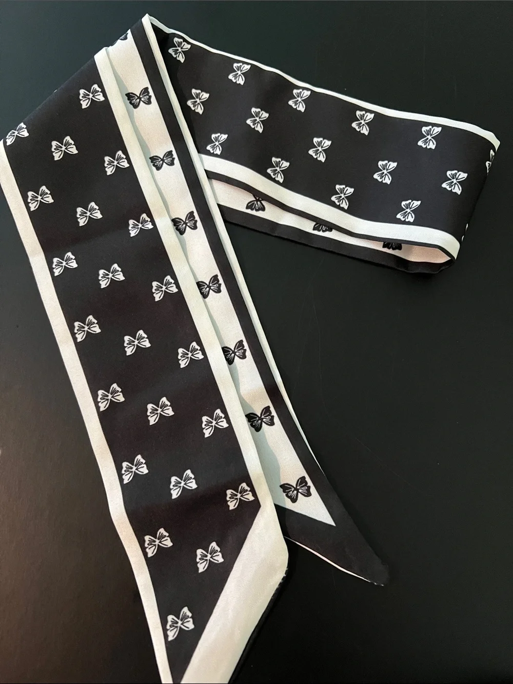 Black & White Butterfly Accent Scarf Bag, Hair, or Neck Accessory